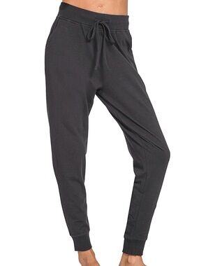 Zenana NWT Black Joggers Terry Cotton Size Small Medium